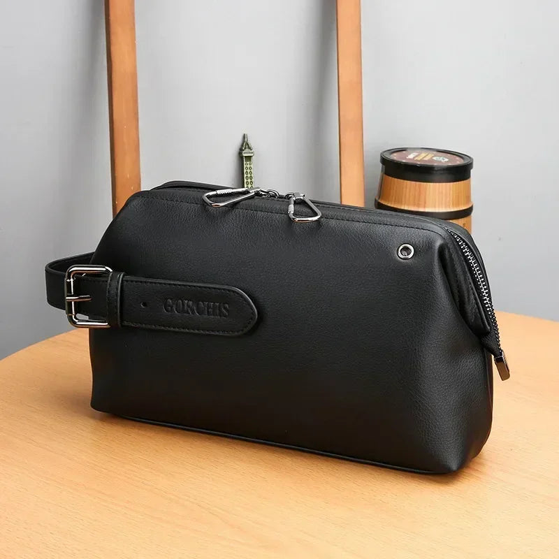 Fashion Brand Design Men's Clutch Bags High Quality Leather Men Business Handbags Casual Trip Clutches Wallets Toiletry Bag Zip
