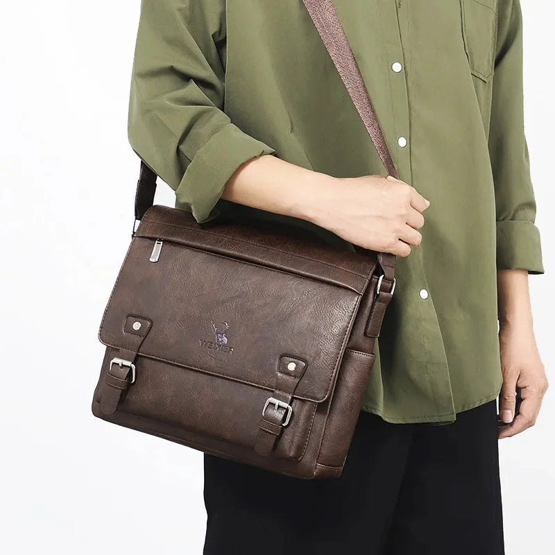 Fashion Brand PU Leather Men Crossbody Business File High Quality Shoulder Husband Ipad Male Messenger Bags
