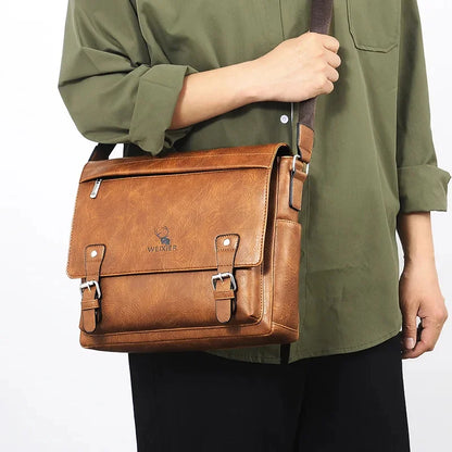 Fashion Brand PU Leather Men Crossbody Business File High Quality Shoulder Husband Ipad Male Messenger Bags