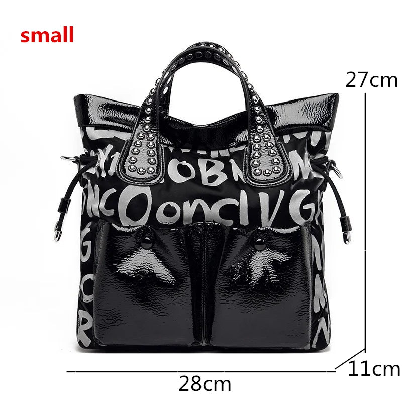 Fashion Branded Rivet Letter Women Handbag High Quality Leather Luxury Shoulder Bags Designer Large Capacity Black Messenger Bag