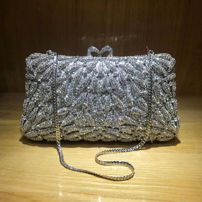 Fashion Bridal Shoulder Bag Chain Bridal Wedding Box Clutch Bags Female Crystal Diamond Clutches Women Evening Bag for Wedding