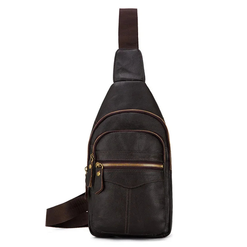 Fashion Business MEN'S chest genuine leather crossbody male casual messenger large capacity sling bag