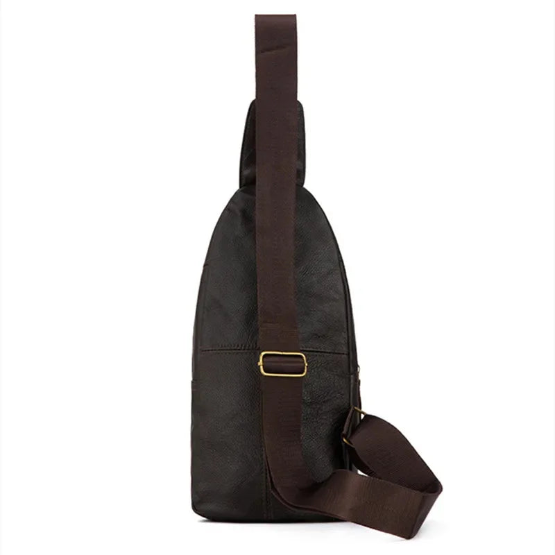 Fashion Business MEN'S chest genuine leather crossbody male casual messenger large capacity sling bag