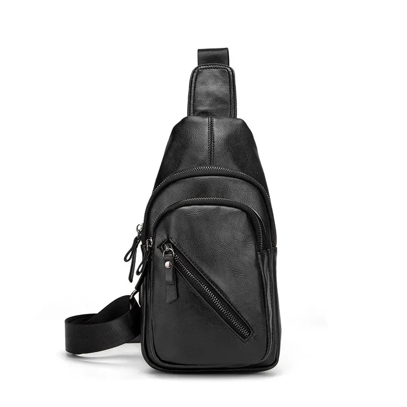 Fashion Business MEN'S chest high quality leather crossbody large capacity shoulder outdoor sling bag