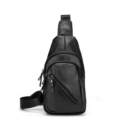 Fashion Business MEN'S chest high quality leather crossbody large capacity shoulder outdoor sling bag
