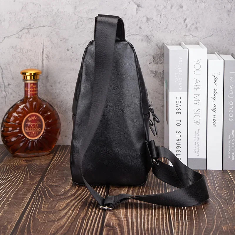 Fashion Business MEN'S chest high quality leather crossbody large capacity shoulder outdoor sling bag