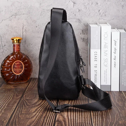 Fashion Business MEN'S chest high quality leather crossbody large capacity shoulder outdoor sling bag