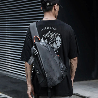 Fashion Business Men's Crossbody Bags Motorcycle Waterproof Nylon Chest Packs Casual Travel Large Capacity Shoulder Bag Male
