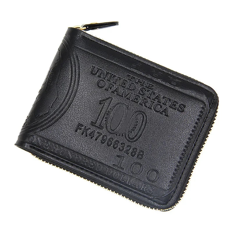 Fashion Business Wallet For Men Vintage PU Leather Coin Purse Large Capacity Man Card Holders Zipper Short Money Clip