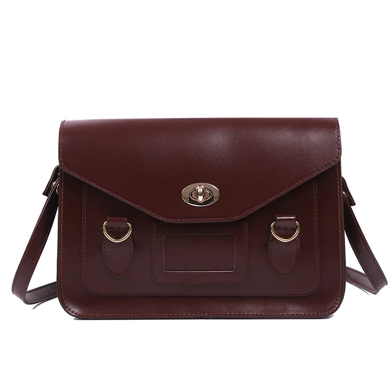 Fashion Bussiness Style Women Vintage Briefcases Shoulder Bags OL Rotating Latch HandBags