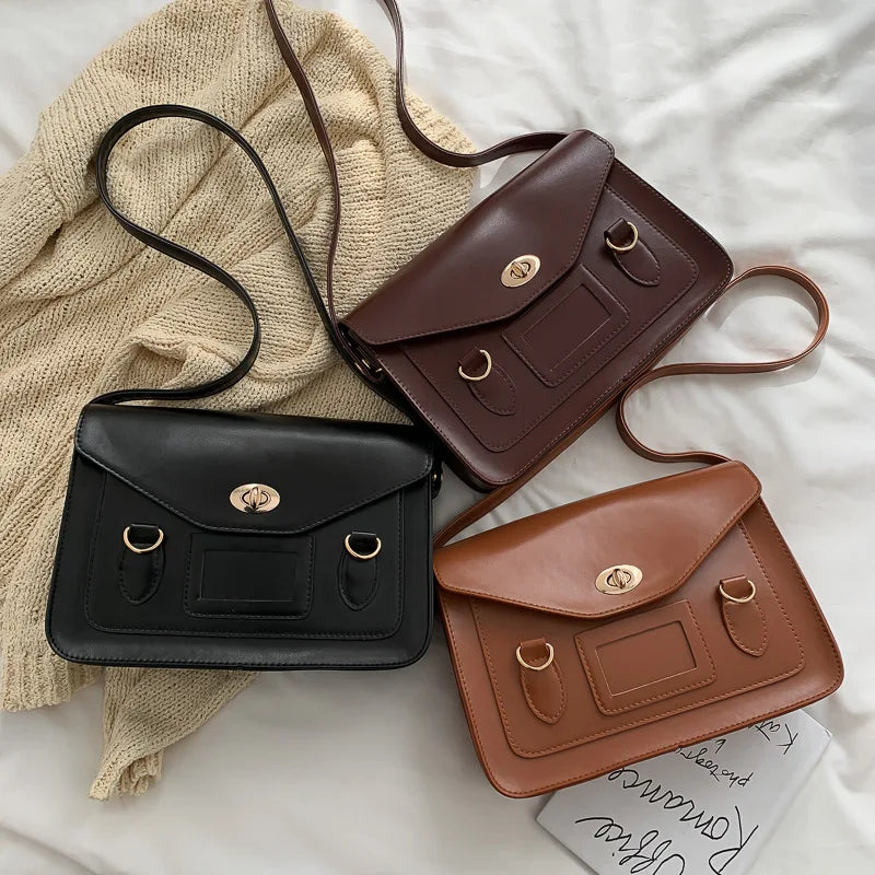 Fashion Bussiness Style Women Vintage Briefcases Shoulder Bags OL Rotating Latch HandBags