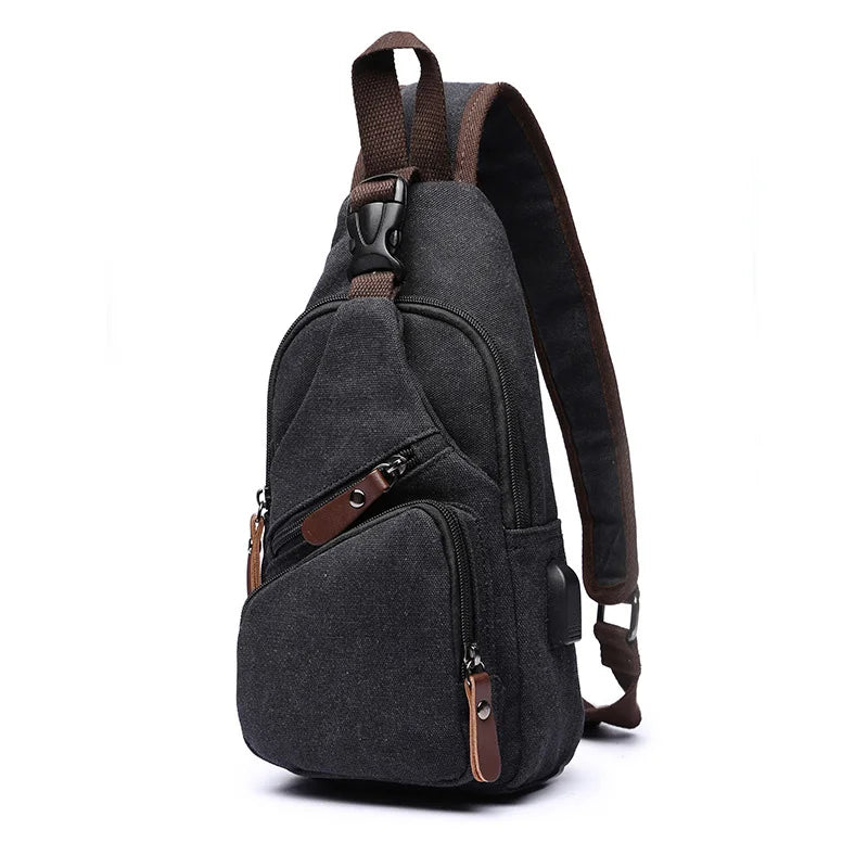Fashion Canvas Chest Bag Men Ladies Crossbody Shoulder Bag Messenger Bag Multifunctional Mini Belt Waist Bag