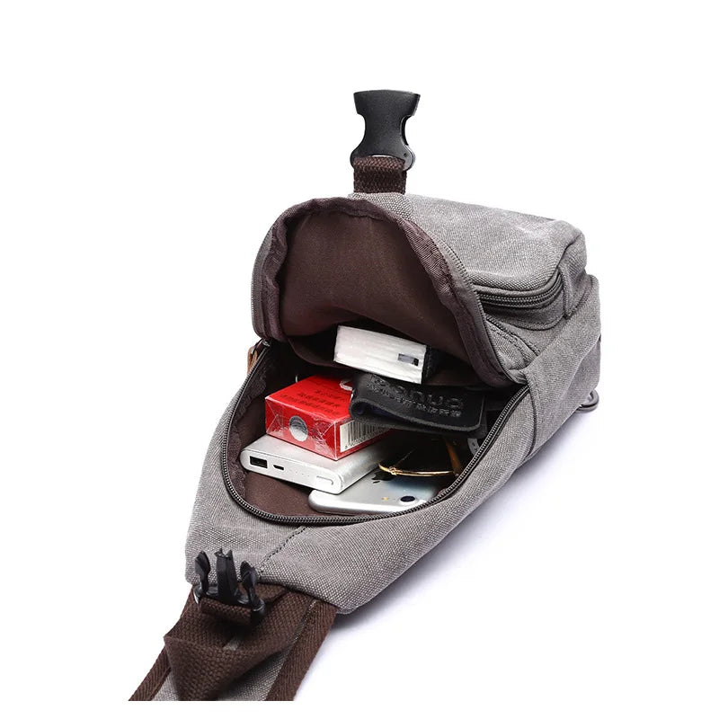 Fashion Canvas Chest Bag Men Ladies Crossbody Shoulder Bag Messenger Bag Multifunctional Mini Belt Waist Bag