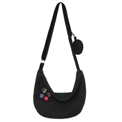 Fashion Canvas Crossbody Bags Trend And Artistic Men's Shoulder Bag Simple Solid Color Buckle Handbag Cloth Bag