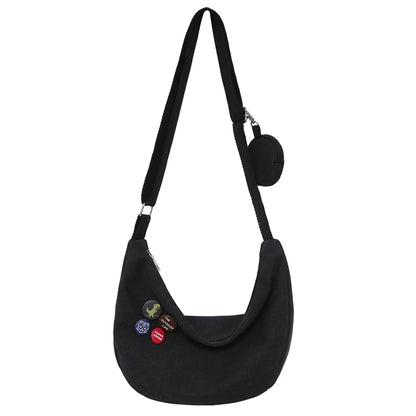 Fashion Canvas Crossbody Bags Trend And Artistic Men's Shoulder Bag Simple Solid Color Buckle Handbag Cloth Bag