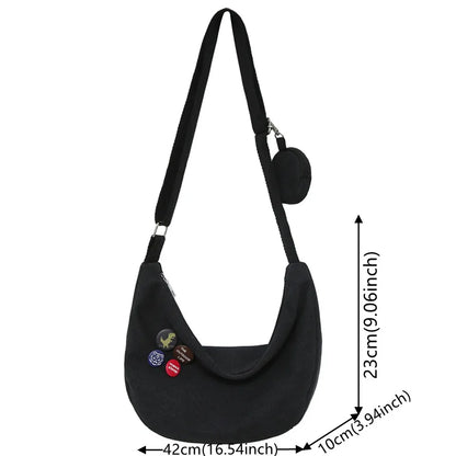 Fashion Canvas Crossbody Bags Trend And Artistic Men's Shoulder Bag Simple Solid Color Buckle Handbag Cloth Bag