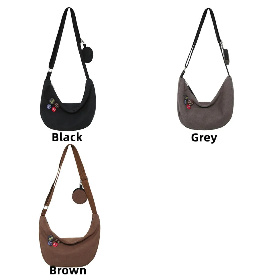 Fashion Canvas Crossbody Bags Trend And Artistic Men's Shoulder Bag Simple Solid Color Buckle Handbag Cloth Bag
