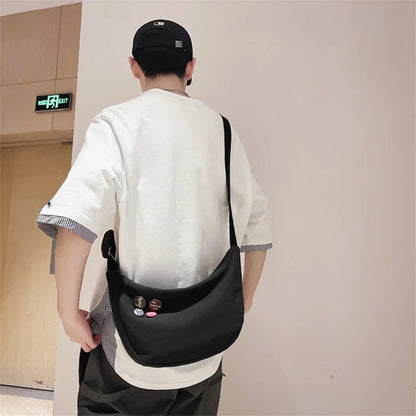 Fashion Canvas Crossbody Bags Trend And Artistic Men's Shoulder Bag Simple Solid Color Buckle Handbag Cloth Bag