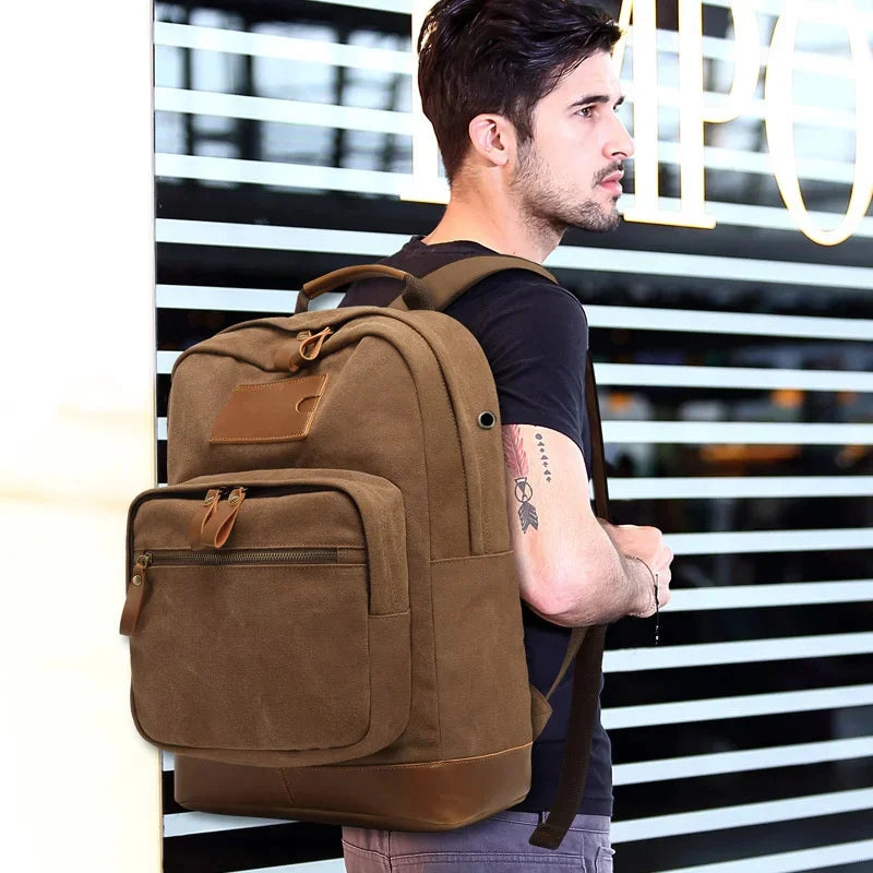 Fashion Canvas Men Backpack Large Capacity Travel Bag Casual Student Schoolbag Male Computer Laptop Bagg
