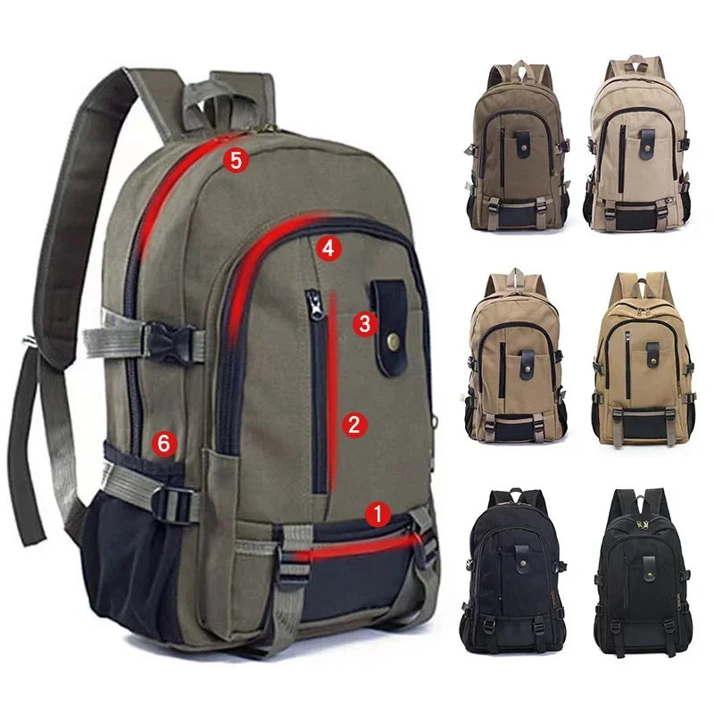 Fashion Canvas Men's Casual Travel Backpack Large Capacity Student School Multifunction Male Laptop Bag