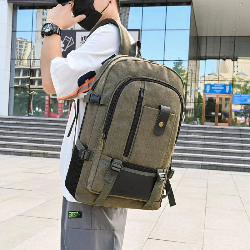 Fashion Canvas Men's Casual Travel Backpack Large Capacity Student School Multifunction Male Laptop Bag
