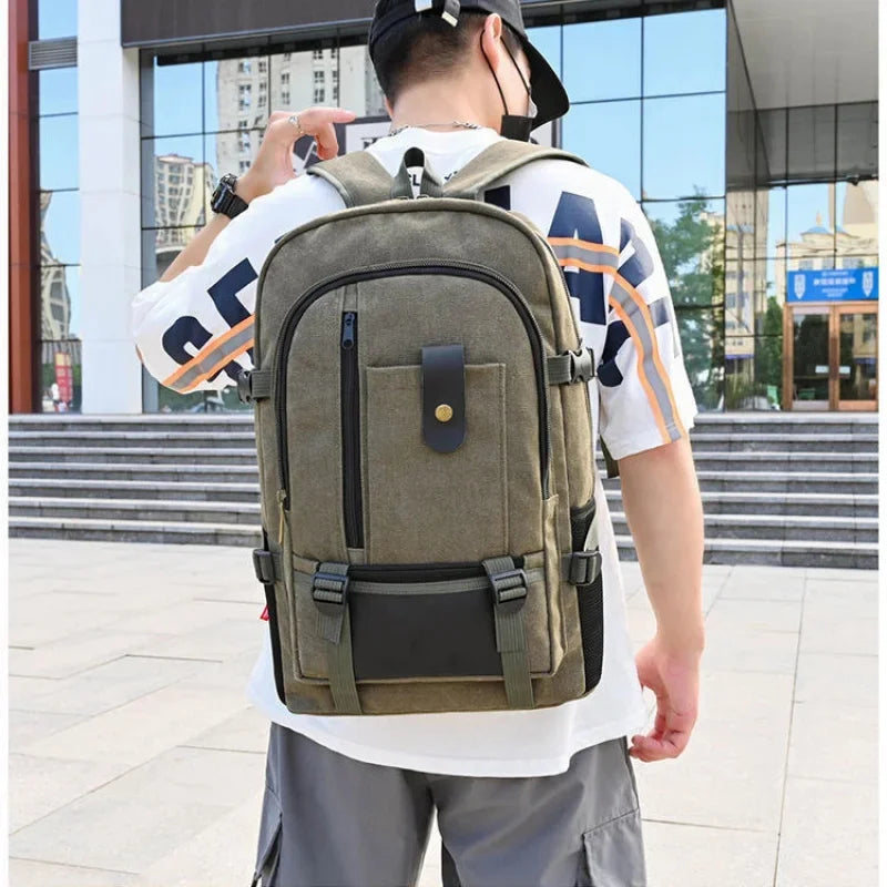 Fashion Canvas Men's Casual Travel Backpack Large Capacity Student School Multifunction Male Laptop Bag
