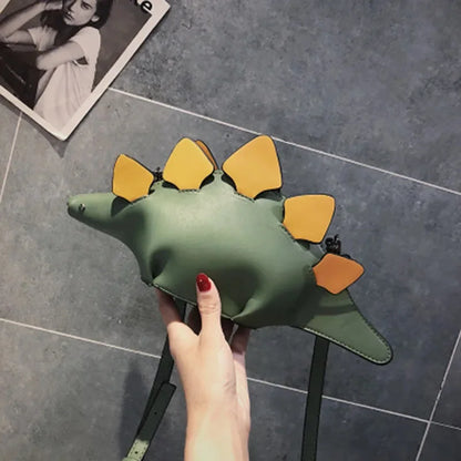 Fashion Cartoon Female Originality Women's Shoulder Cute Dinosaur Shape PU Leather Crossbody Bag Ladies Shopping Purse