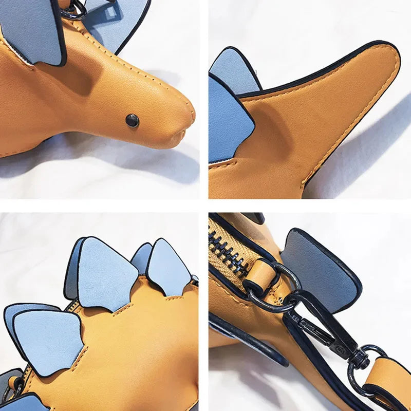 Fashion Cartoon Female Originality Women's Shoulder Cute Dinosaur Shape PU Leather Crossbody Bag Ladies Shopping Purse