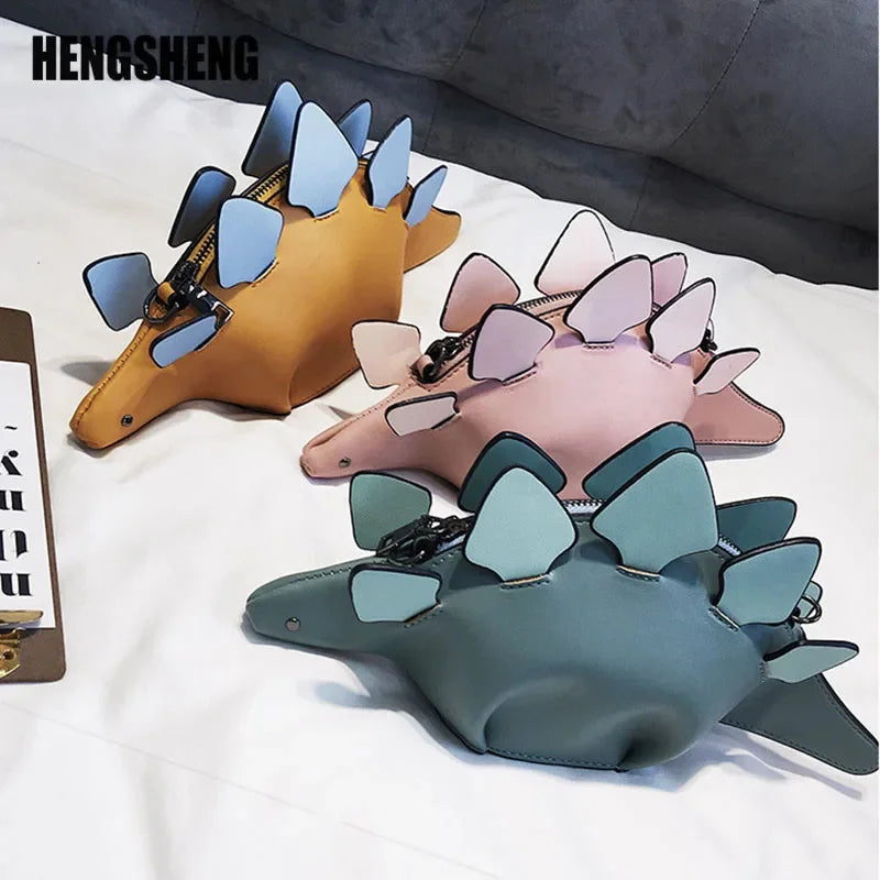 Fashion Cartoon Female Originality Women's Shoulder Cute Dinosaur Shape PU Leather Crossbody Bag Ladies Shopping Purse