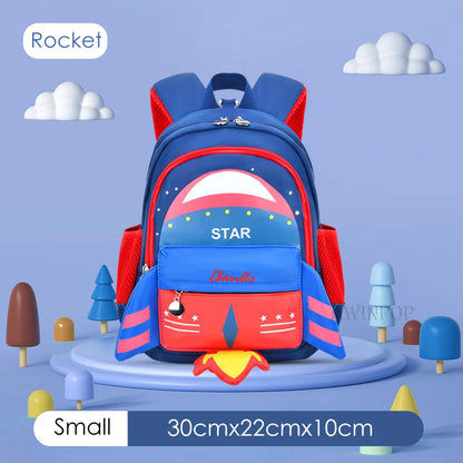 Fashion Cartoon Rocket Students Backpacks for Boys Kindergarten Children School Bags Girls Rabbit Nylon Primary Pupil Bookbag