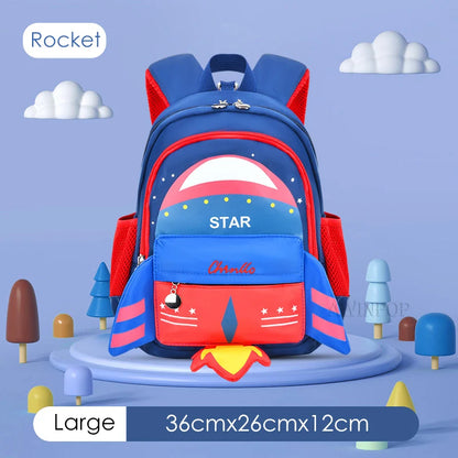 Fashion Cartoon Rocket Students Backpacks for Boys Kindergarten Children School Bags Girls Rabbit Nylon Primary Pupil Bookbag