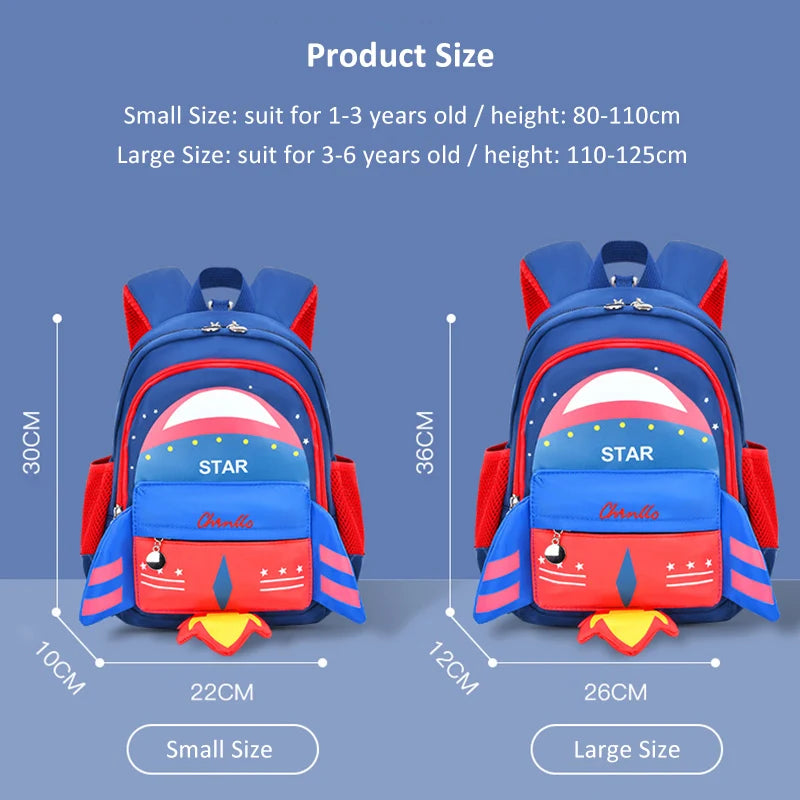 Fashion Cartoon Rocket Students Backpacks for Boys Kindergarten Children School Bags Girls Rabbit Nylon Primary Pupil Bookbag