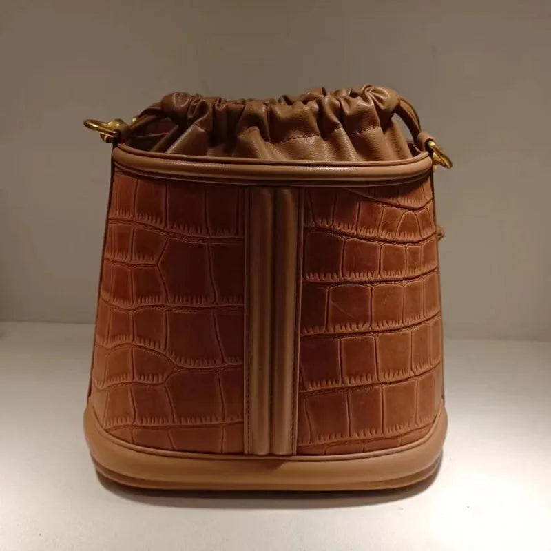 Fashion Casual Bucket Bag Large Capacity Contrast Color Single Shoulder Crossbody Bags Versatile Commuter Handbags Purse Clutch