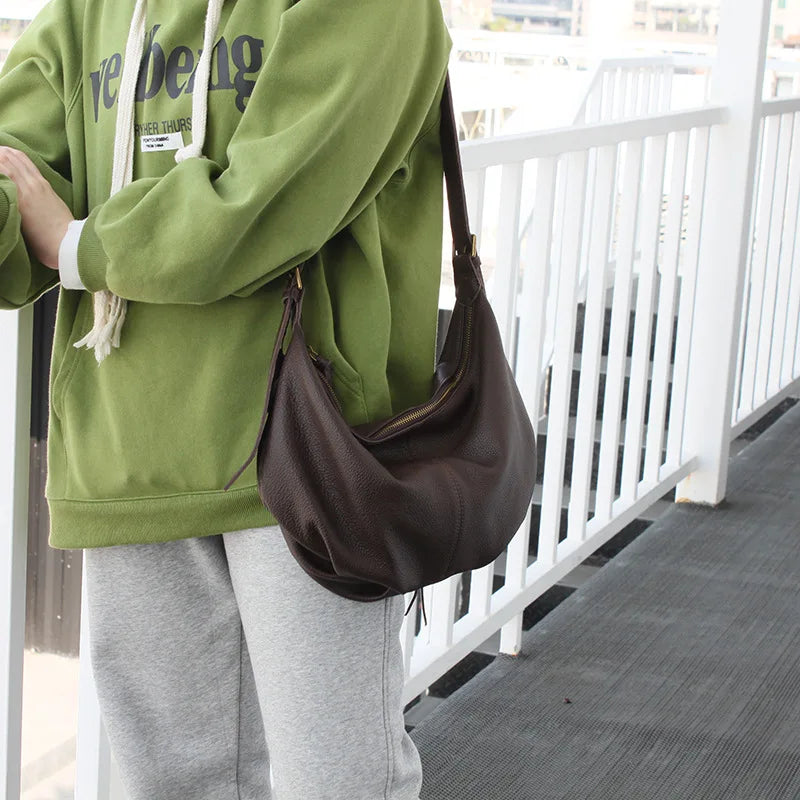 Fashion Casual Hobos Large Capacity Women Tote Bags Commuter All-match Soft Leather Crossbody Shoulder Pouch Female Handbag