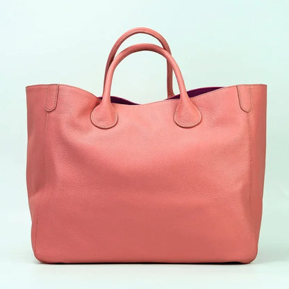 Fashion Casual Large Capacity Portable Tote Bag Women 2024 New Luxury Genuine Leather Solid Handbag Versatile Shopper Travel Bag