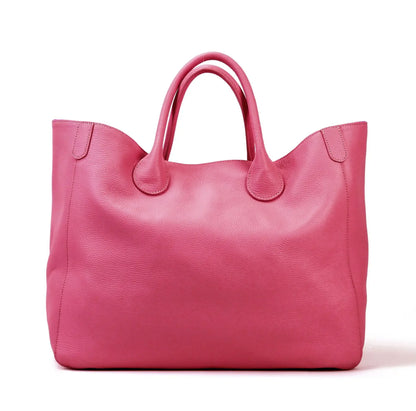 Fashion Casual Large Capacity Portable Tote Bag Women 2024 New Luxury Genuine Leather Solid Handbag Versatile Shopper Travel Bag