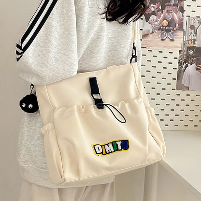 Fashion Casual Student School Bags for Teenage Girls Messenger Bag Shoulder Crossbody Bags Women Nylon Solid Color Lightweight