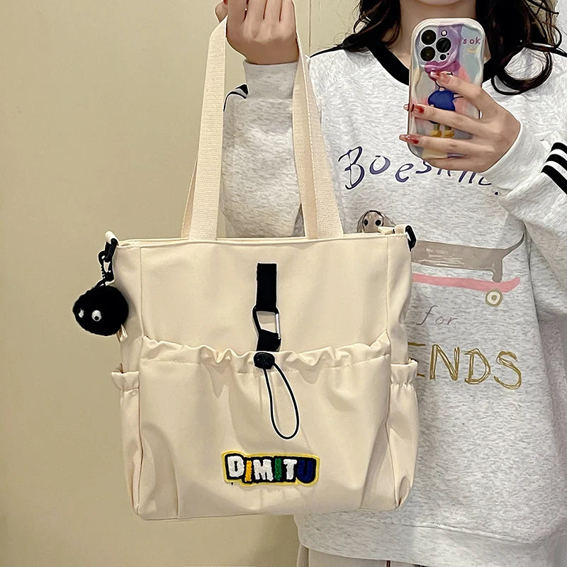 Fashion Casual Student School Bags for Teenage Girls Messenger Bag Shoulder Crossbody Bags Women Nylon Solid Color Lightweight