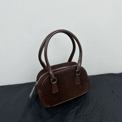 Fashion Casual Versatile Handbags Purse Solid Vintage Suede Zipper Pillow Bags Women Korean Minority Designer Luxury Bolsos