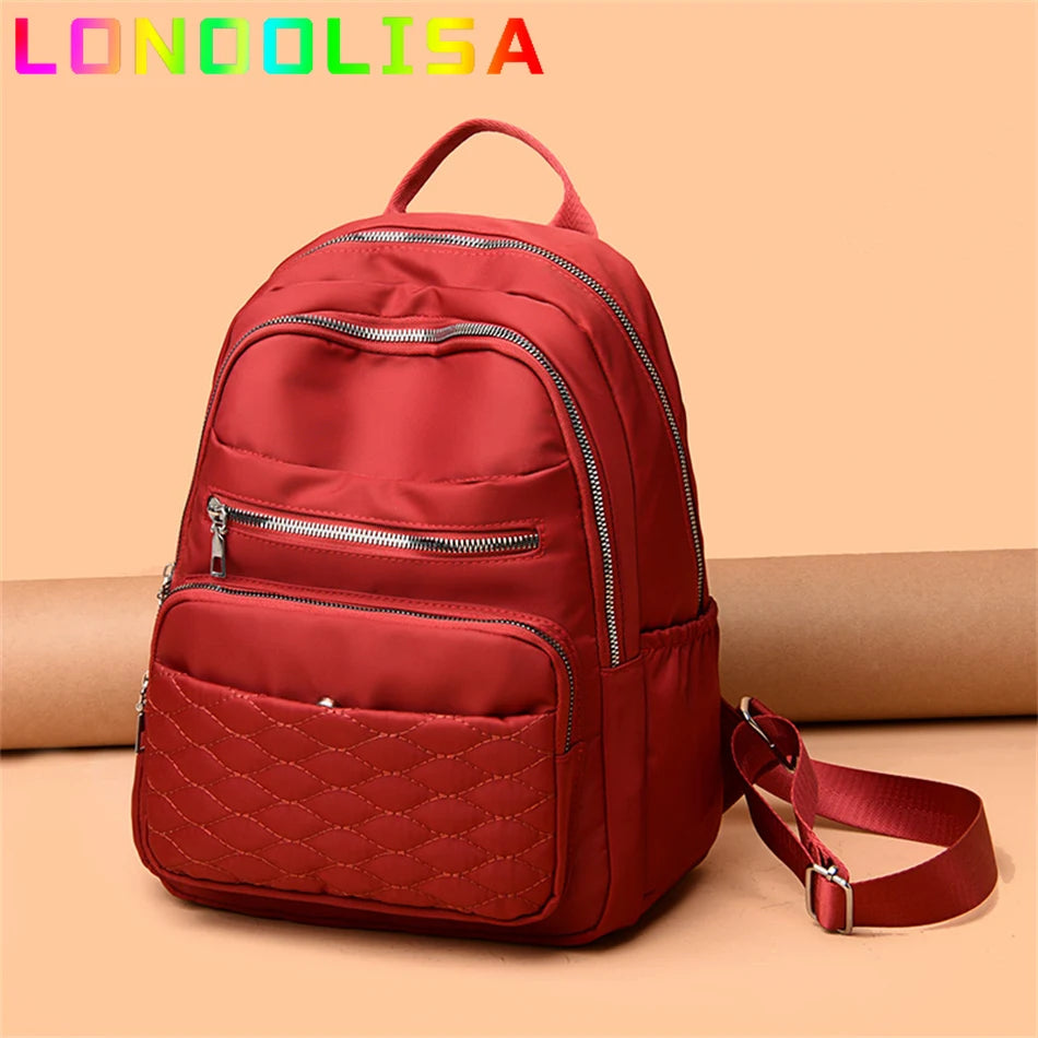 Fashion Casual Women Travel Backpack Pretty Style Girls Schoolbag Female Soft Handbag High Quality Oxford Multi-pockets Bookbag