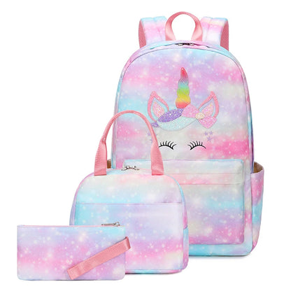 Fashion Children Unicorn School Backpack For Teenagers Girls Kids School Bag Lightweight Waterproof Students Backpack Set