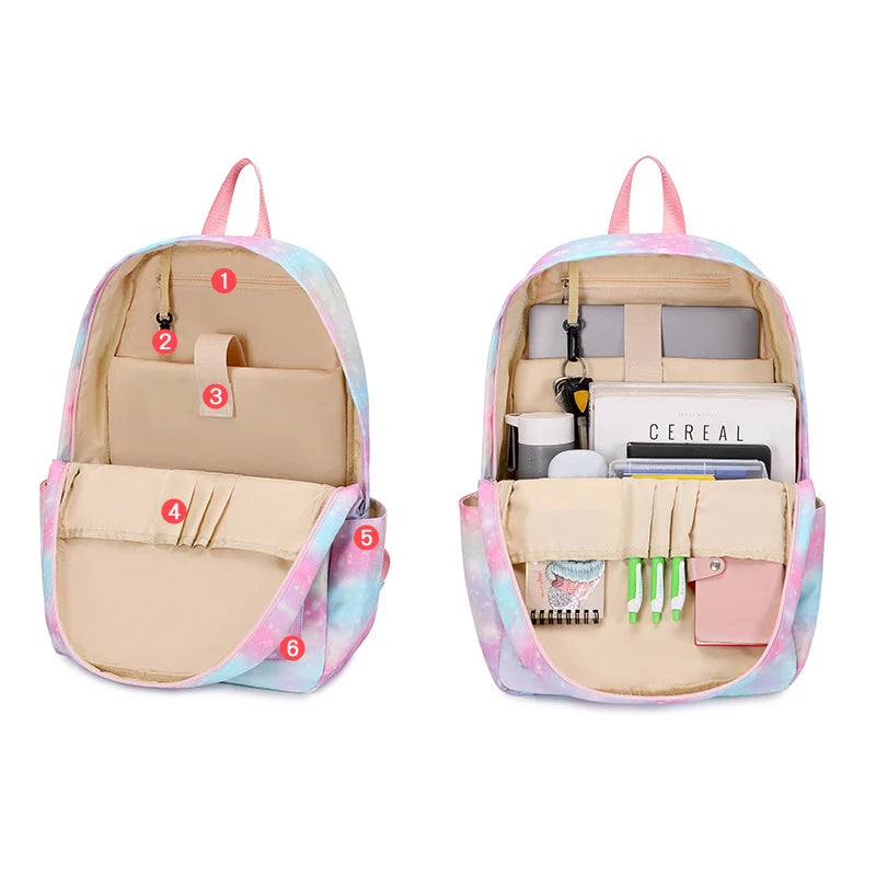 Fashion Children Unicorn School Backpack For Teenagers Girls Kids School Bag Lightweight Waterproof Students Backpack Set