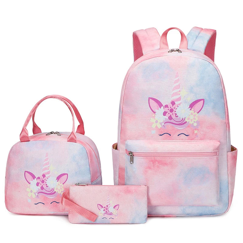 Fashion Children Unicorn School Backpack For Teenagers Girls Kids School Bag Lightweight Waterproof Students Backpack Set