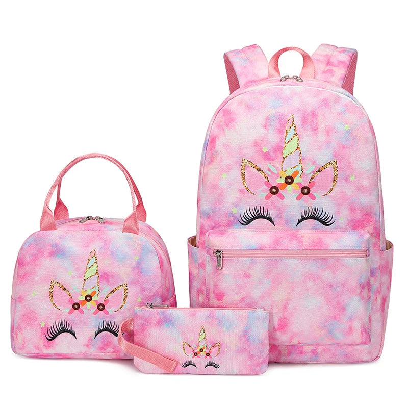Fashion Children Unicorn School Backpack For Teenagers Girls Kids School Bag Lightweight Waterproof Students Backpack Set