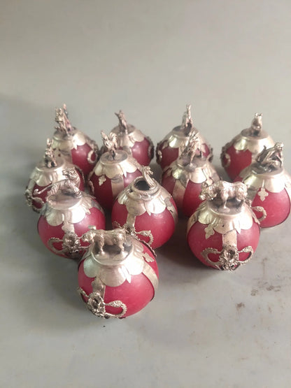 Fashion Chinese Elaborate Old Decorated Handwork Inlay Tibet-silver Dragon 12 Zodiac Red Jade Statue Decorations for Home