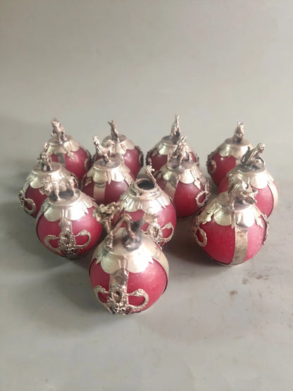 Fashion Chinese Elaborate Old Decorated Handwork Inlay Tibet-silver Dragon 12 Zodiac Red Jade Statue Decorations for Home