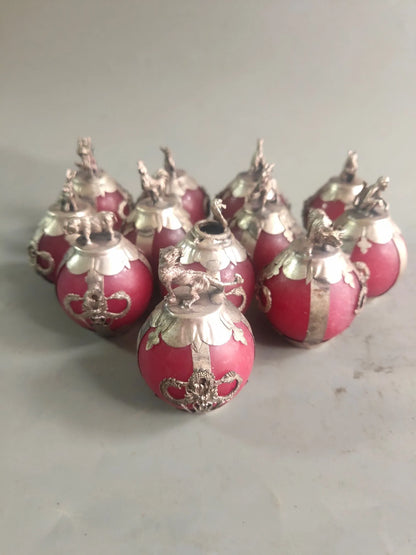 Fashion Chinese Elaborate Old Decorated Handwork Inlay Tibet-silver Dragon 12 Zodiac Red Jade Statue Decorations for Home