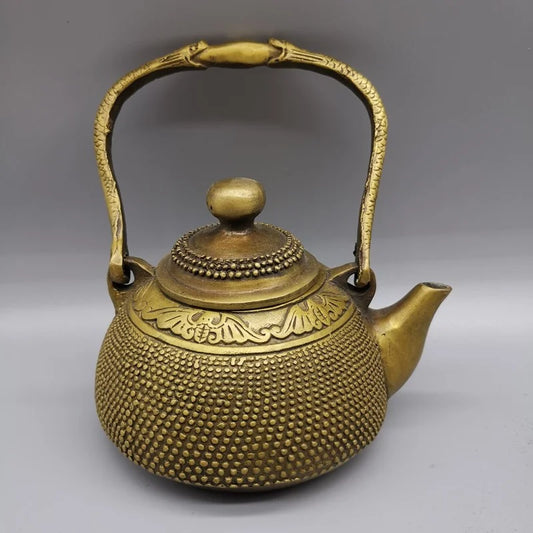 Fashion Chinese Exquisite Copper Teapot Pearl Shape Crafts Iiving Room Decoration Home Gift