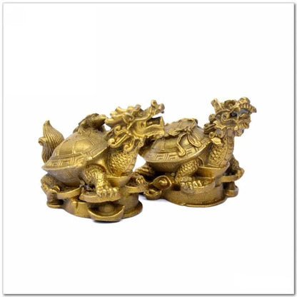 Fashion Chinese Exquisite  Rare Bronze Statue Carving Delicate A Pair of Old Dragon Turtle Brass Fine Arts Crafts Decoration