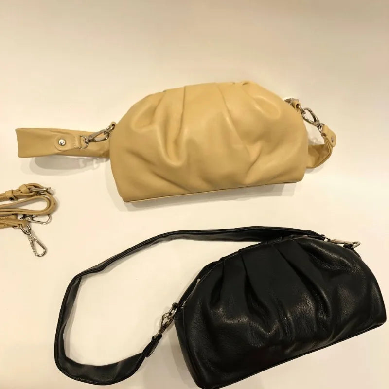 Fashion Commuter Pleated Crossbody Shoulder Bags Simple Solid All-match Handbags Purses Clutch Versatile Luxury Bolsas Mujer